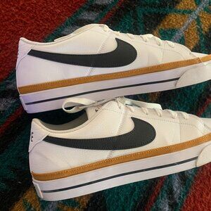 Women's Size 11.0 Nike "Court Legacy Next Nature" Shoes White w/ Black & Brown